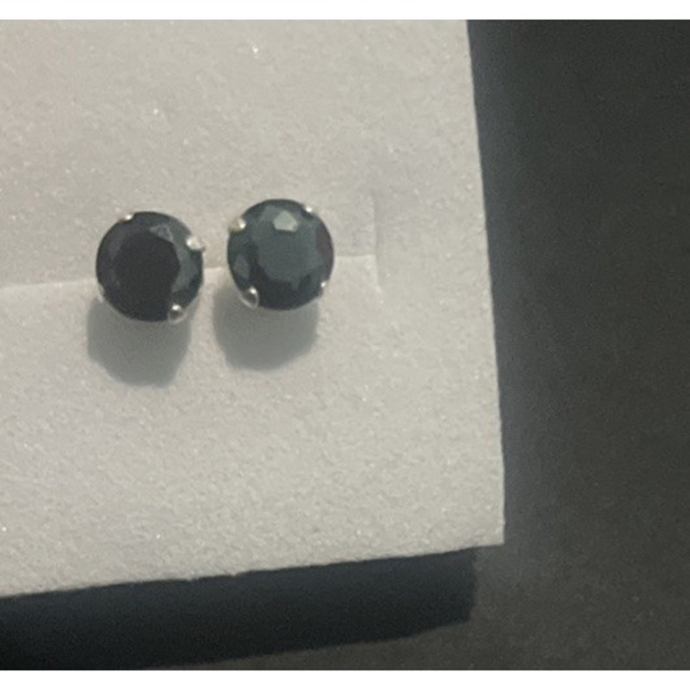 6 Mm‎ Round Black Stone Pushback Earrings Set At 925 Sterling Silver Marked New